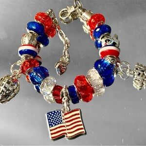 USA Beaded Charm Bracelet Inspired By The Men’s & Women’s Hockey Gold Medals